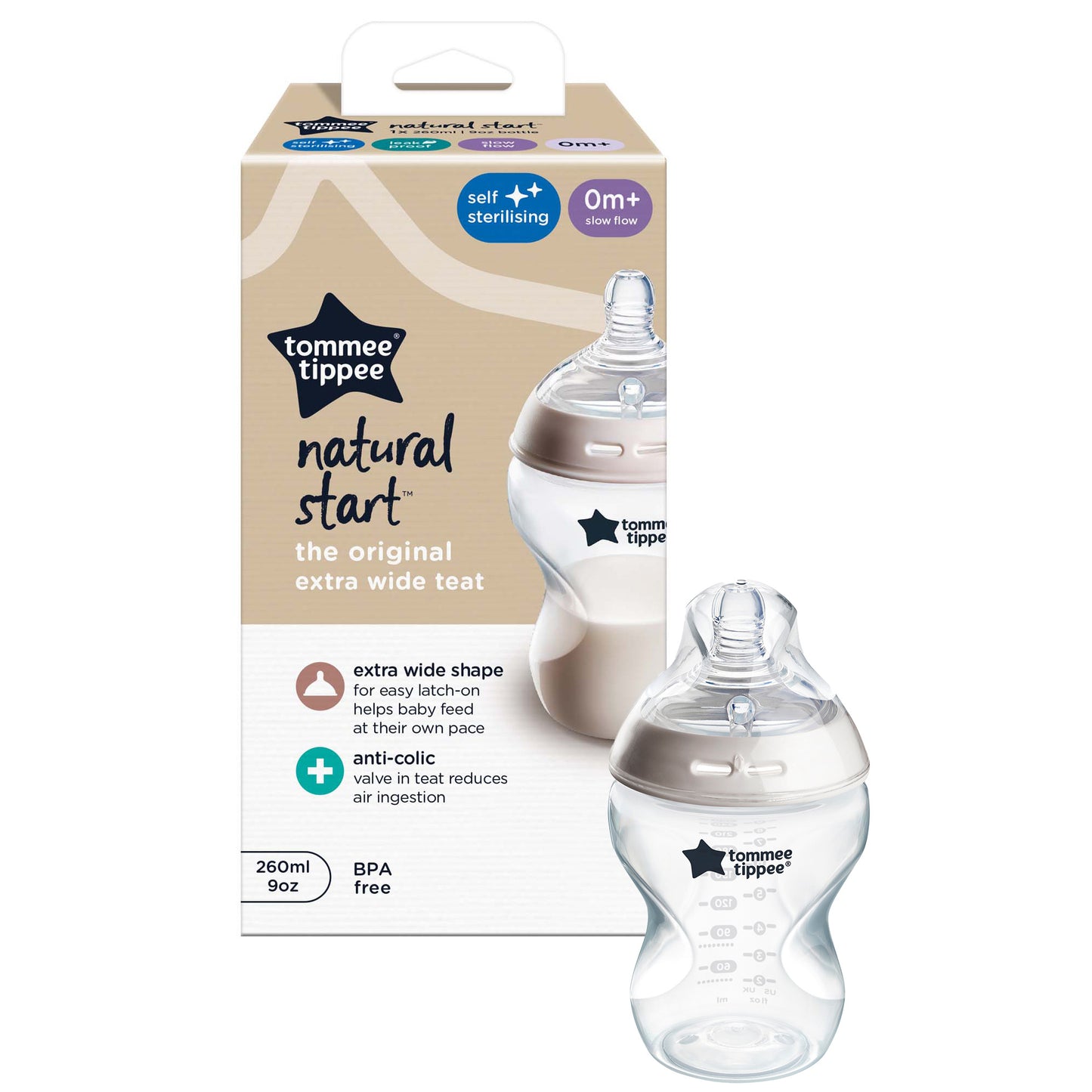 Natural Start 260ml Self Sterilizing Bottle In Pack Size 1 pack and colour Clear