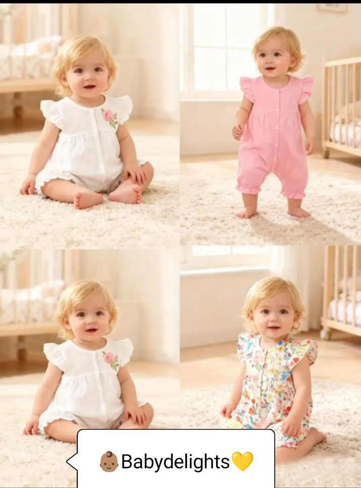 3pcs Floral Print Rompers