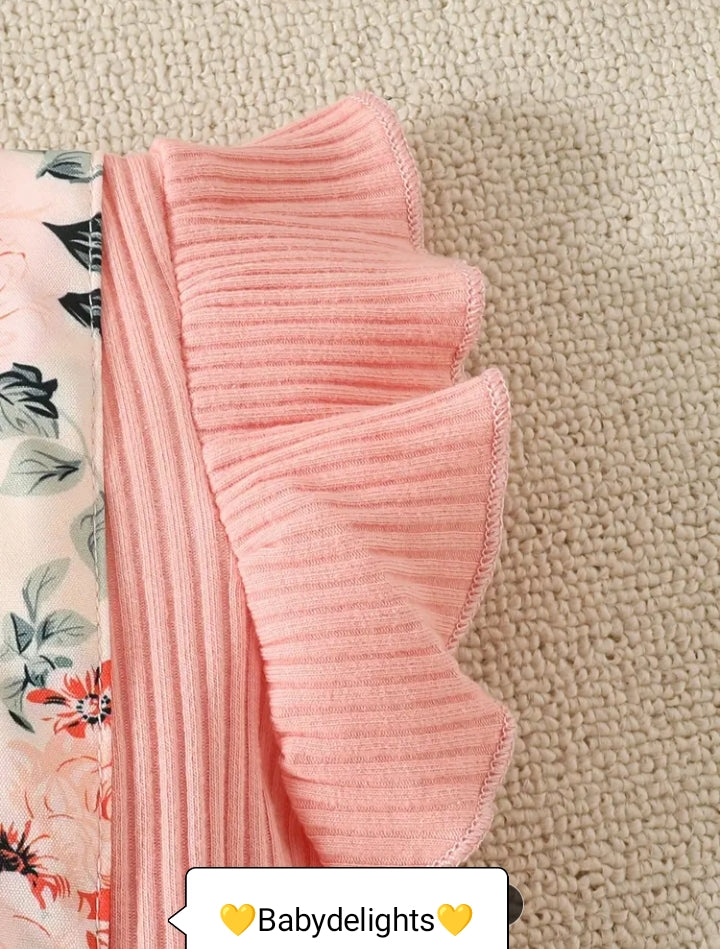 Baby girl Outfit Set - Romper+ Floral Shorts