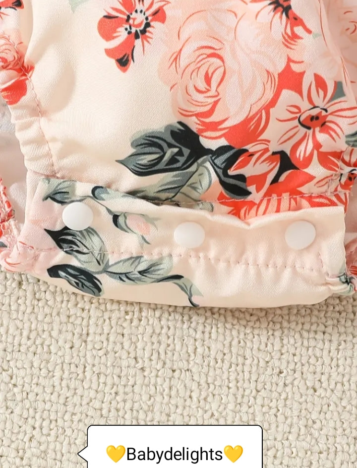 Baby girl Outfit Set - Romper+ Floral Shorts