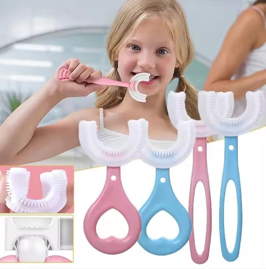 360° Kids U-Shaped Toothbrush, Food Grade Soft Silicone Manual Teeth Cleaner