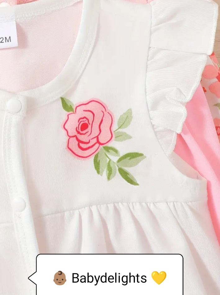3pcs Floral Print Rompers
